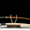 1065 steel - pure hand-forged samurai sword - green leather sheath - copper-plated gilded silver - baked gold - wooden heart ancient soul