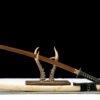 1065 steel - pure hand-forged samurai sword - green leather sheath - copper-plated gilded silver - baked gold - wooden heart ancient soul