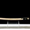 1065 steel - pure hand-forged samurai sword - green leather sheath - copper-plated gilded silver - baked gold - wooden heart ancient soul