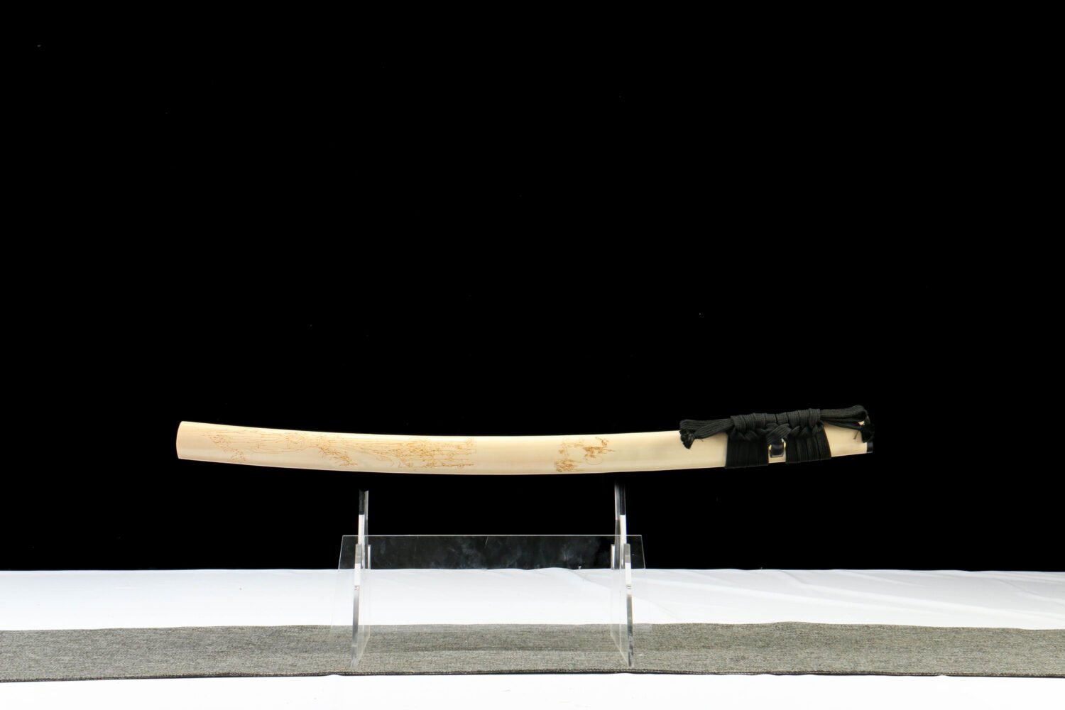 1065 steel - pure hand-forged samurai sword - green leather sheath - copper-plated gilded silver - baked gold - wooden heart ancient soul