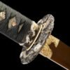 1065 steel - pure hand-forged samurai sword - green leather sheath - copper-plated gilded silver - baked gold - wooden heart ancient soul