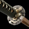 1065 steel - pure hand-forged samurai sword - green leather sheath - copper-plated gilded silver - baked gold - wooden heart ancient soul