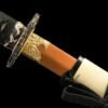 1065 steel - pure hand-forged samurai sword - green leather sheath - copper-plated gilded silver - baked gold - wooden heart ancient soul